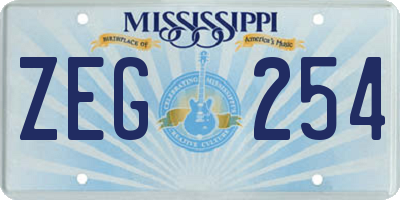 MS license plate ZEG254
