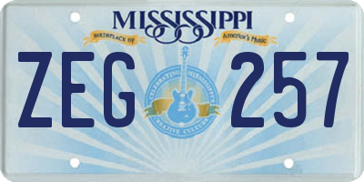 MS license plate ZEG257