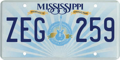 MS license plate ZEG259