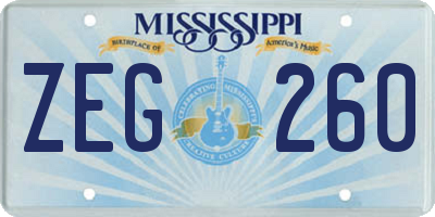 MS license plate ZEG260