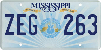 MS license plate ZEG263