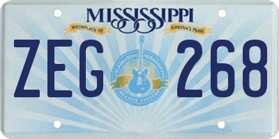 MS license plate ZEG268
