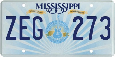 MS license plate ZEG273