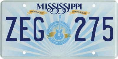MS license plate ZEG275