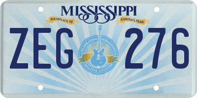 MS license plate ZEG276