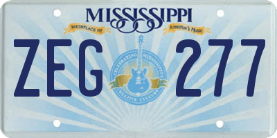 MS license plate ZEG277
