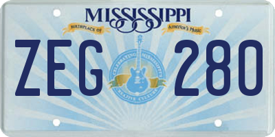 MS license plate ZEG280
