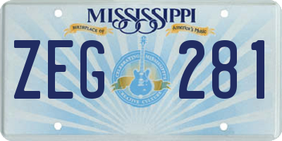 MS license plate ZEG281