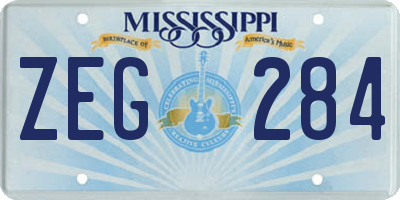 MS license plate ZEG284