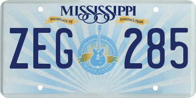 MS license plate ZEG285