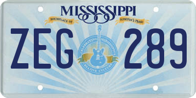 MS license plate ZEG289