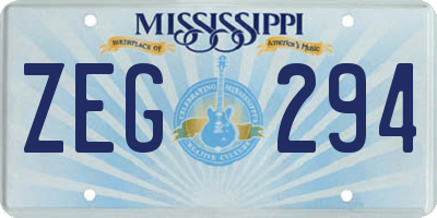 MS license plate ZEG294