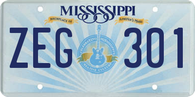 MS license plate ZEG301