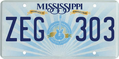 MS license plate ZEG303