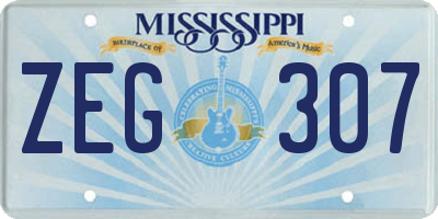 MS license plate ZEG307