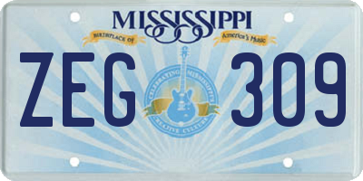 MS license plate ZEG309