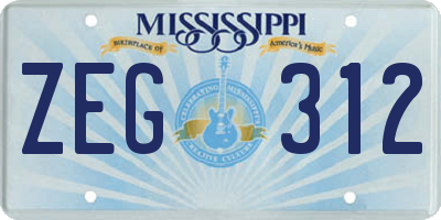 MS license plate ZEG312