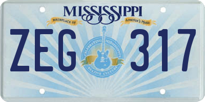 MS license plate ZEG317