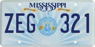 MS license plate ZEG321