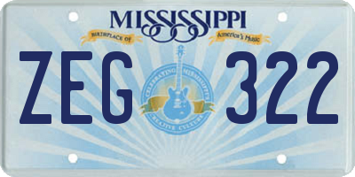 MS license plate ZEG322