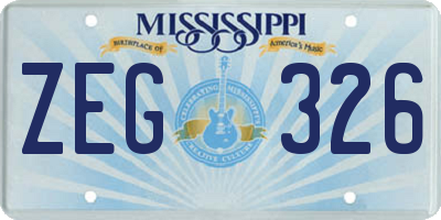 MS license plate ZEG326