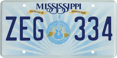 MS license plate ZEG334