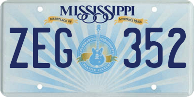 MS license plate ZEG352