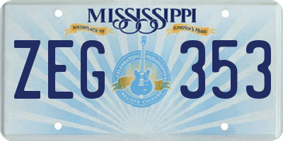 MS license plate ZEG353
