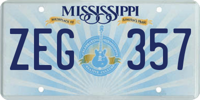 MS license plate ZEG357