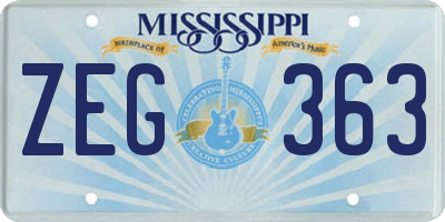MS license plate ZEG363
