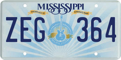 MS license plate ZEG364
