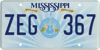 MS license plate ZEG367