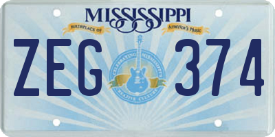 MS license plate ZEG374