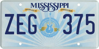 MS license plate ZEG375