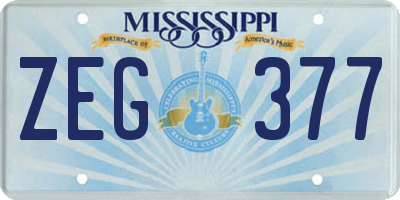 MS license plate ZEG377