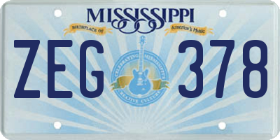 MS license plate ZEG378