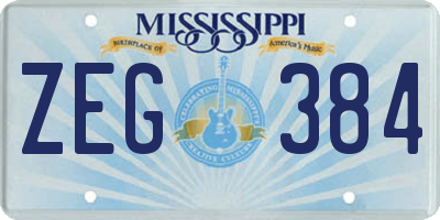MS license plate ZEG384