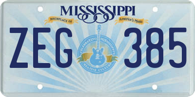 MS license plate ZEG385