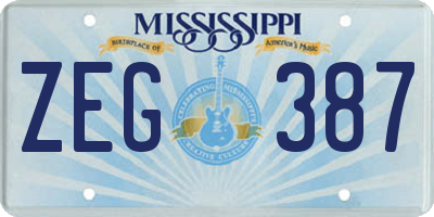 MS license plate ZEG387