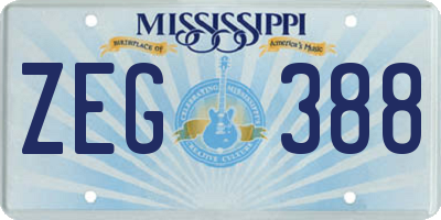 MS license plate ZEG388