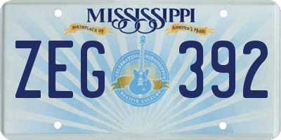 MS license plate ZEG392