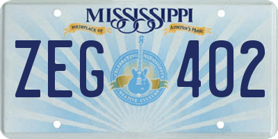 MS license plate ZEG402