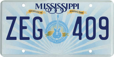 MS license plate ZEG409