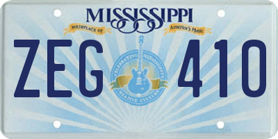 MS license plate ZEG410