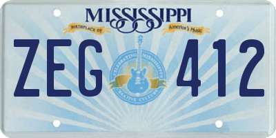 MS license plate ZEG412