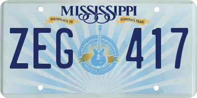MS license plate ZEG417