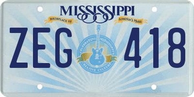 MS license plate ZEG418
