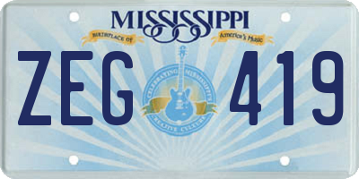 MS license plate ZEG419