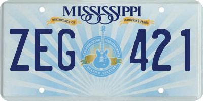 MS license plate ZEG421