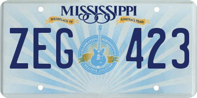 MS license plate ZEG423